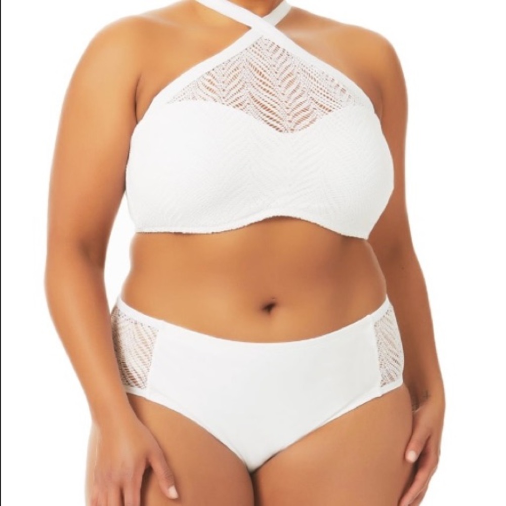 Crochet High Neck Halter 2 Piece Swimsuit